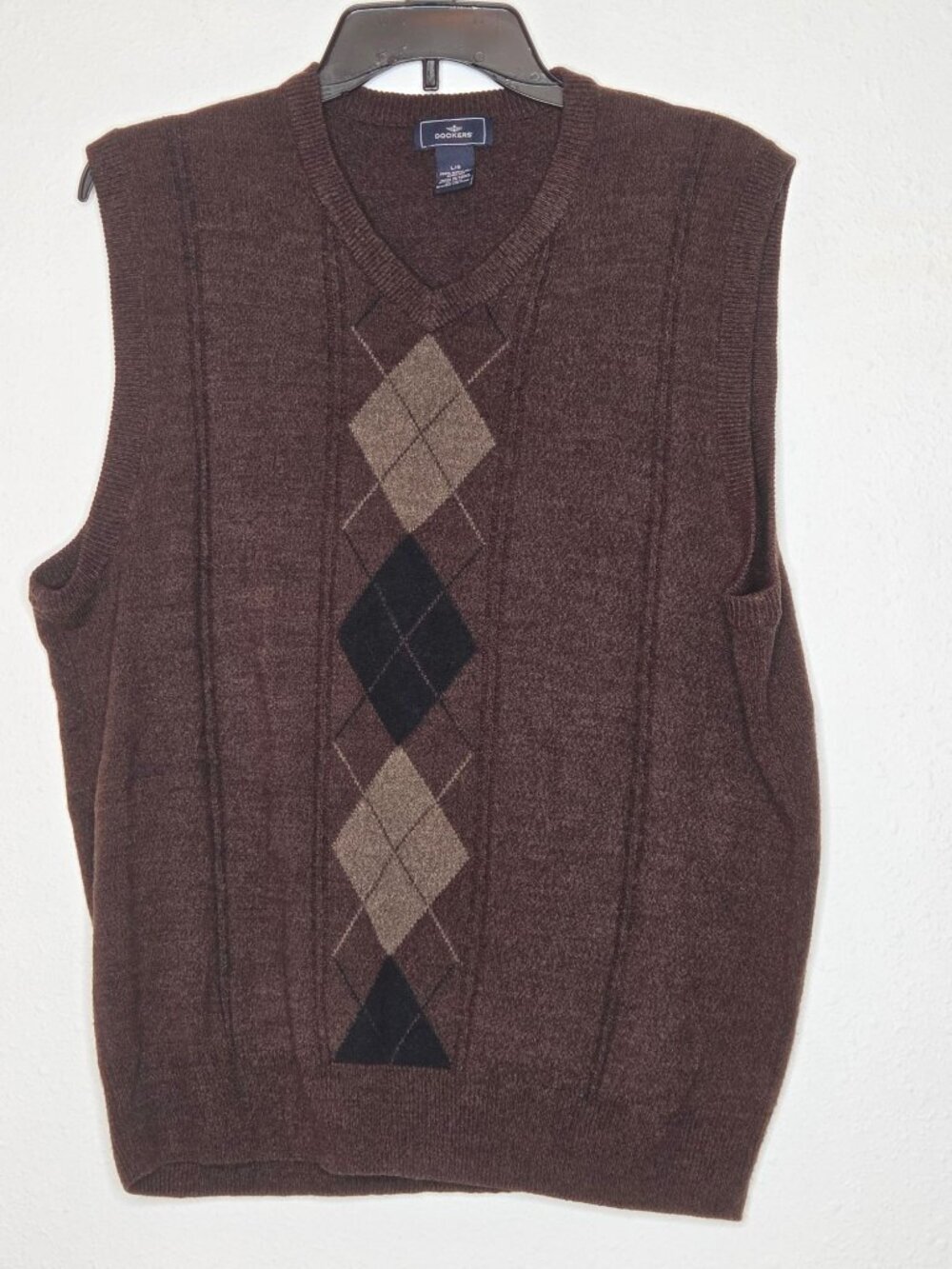 Levi's Dockers Men's Brown Argyle Sweater Vest Diamond Knit Bundle